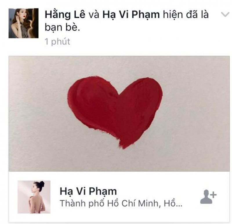 Cư dân mạng phát hiện Minh Hằng và Hạ Vi đã trở thành bạn bè trên facebook