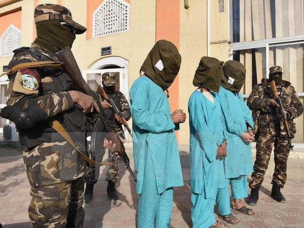   Lực lượng an ninh Afghanistan bắt giữ các tay súng Taliban trong chiến dịch truy quét khủng bố ở Jalalabad ngày 20/12. (Ảnh: EPA/TTXVN)  