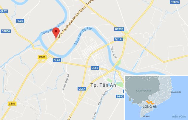 Đường cao tốc TP.HCM -Trung Lương, nơi xảy ra vụ tai nạn. Ảnh: Google Maps.