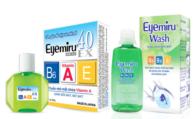 Thuốc nhỏ mắt Eyemiru 40EX và dung dịch rửa mắt Eyemiru Wash.
