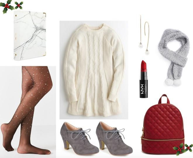 Mix đồ với váy sweater trắng cực đơn giản, tự tin xuống phố đón giáng sinh!