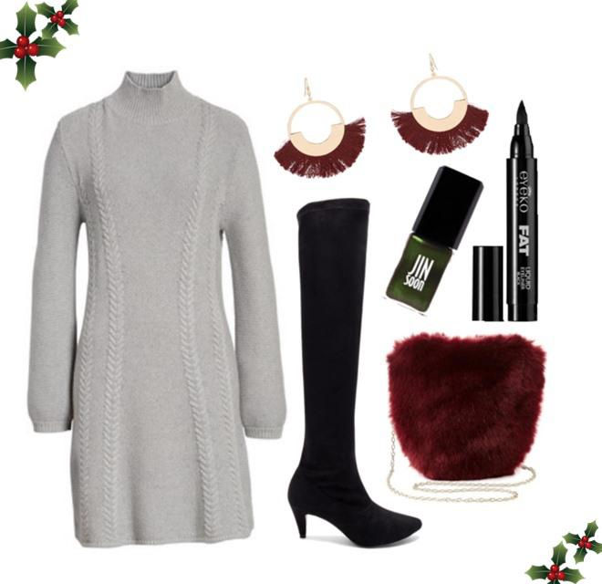 Mix đồ với váy sweater trắng cực đơn giản, tự tin xuống phố đón giáng sinh!