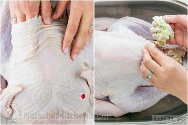 Dùng tay nhét 1 phần hỗn hợp trên vào bên dưới lớp da và 1 phần lên toàn bộ bề mặt bên ngoài.