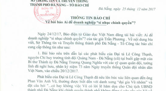 Thông cáo báo chí của Sở TT-TT Đà Nẵng.