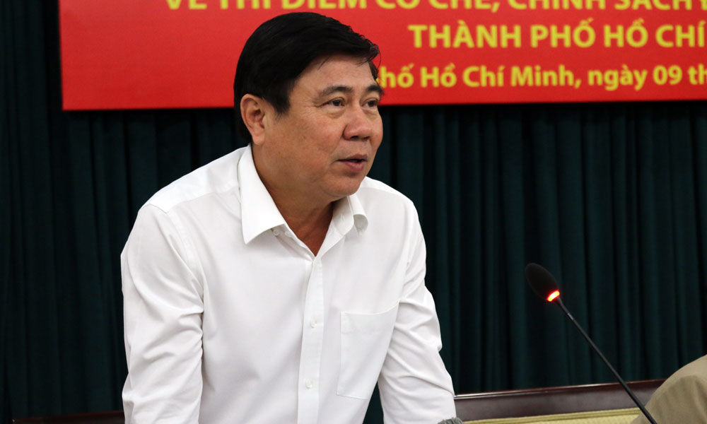 Ông Nguyễn Thành Phong, Chủ tịch UBND TP.HCM sáng nay tại buổi gặp gỡ Thường trực Thành ủy và một số lãnh đạo cơ quan báo chí về cơ chế đặc thù.