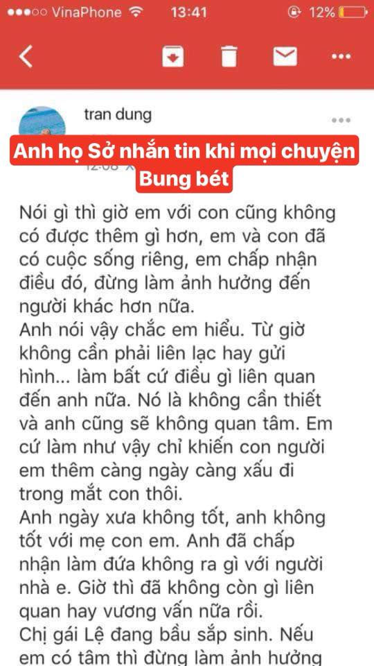   T.D gửi email tuyệt tình với T.M, quyết không nhận con và cho thấy mình là kẻ tồi tệ.  