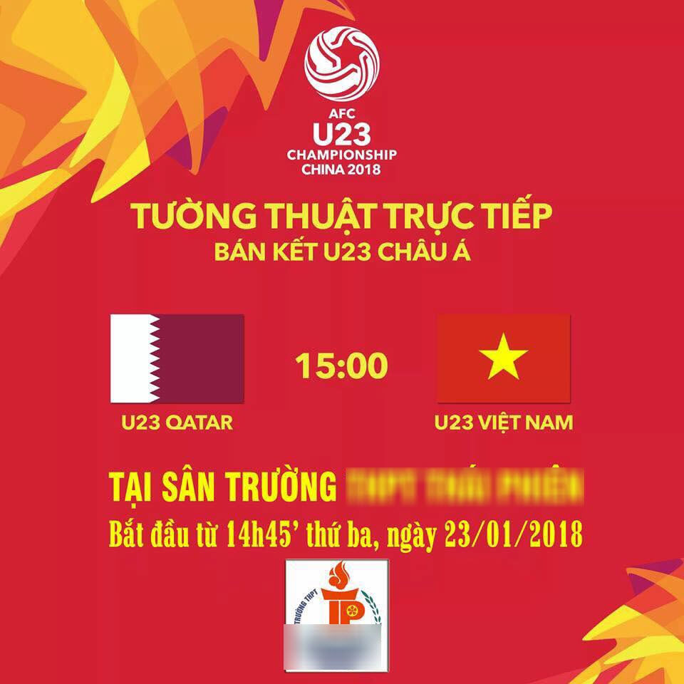 Trường THPT ở Hải Phòng tường thuật trực tiếp trận bán kết U23 Việt Nam gặp Qatar tại sân trường.