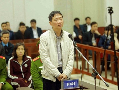Trịnh Xuân Thanh tự bào chữa tại phiên tòa. (Ảnh: TTXVN)
