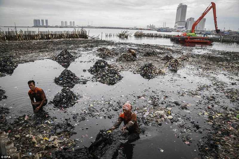 Một nguyên nhân được đưa ra là do dân Jakarta thường xuyên đào giếng để tự cấp nước. Điều này khiến nền đất bị rỗng và khiến việc sụp xuống thêm nhanh. Hệ thống thoát nước và xử lý rác thải tại Jakarta cũng rất kém nên thường xuyên xảy ra tình trạng ứ đọng.