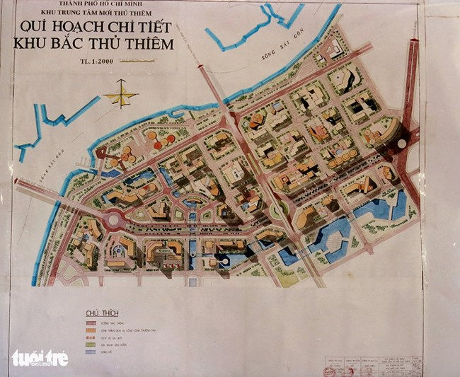 Tấm bản đồ do ông Võ Viết Thanh, nguyên Chủ tịch UBND TP.HCM cung cấp cho báo giới.