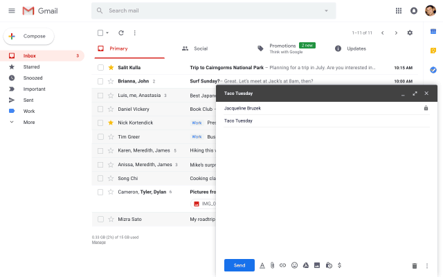 Tính năng Smart Compose trên Gmail mới. Nguồn: TheKeyword