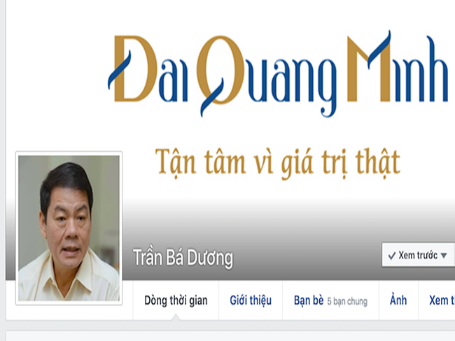 Trang facebook được cho là của ông Trần Bá Dương.