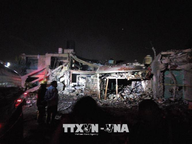 Hiện trường vụ nổ pháo hoa thành phố Tultepec, bang Estado de Mexico. 