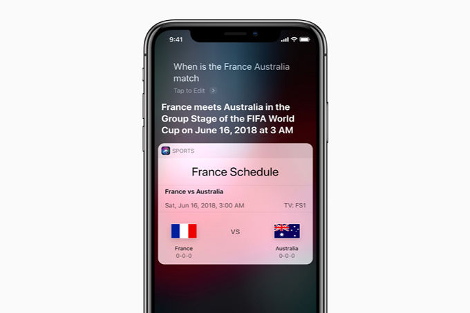 Người dùng có thể yêu cầu trợ lý ảo Siri cho biết các thông tin xoay quanh World Cup 2018 Ảnh: Phonearena