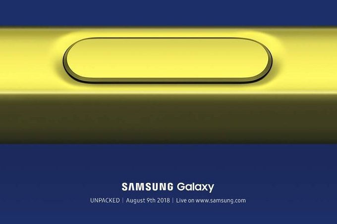 Ảnh trích từ video xác nhận ngày ra mắt Galaxy Note 9, với một phần chiếc S-Pen của Samsung. Ảnh: Phone Arena