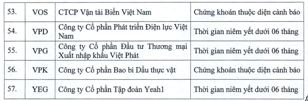 Trong quý III có 57 cổ phiếu không được giao dịch ký quỹ trên HOSE 