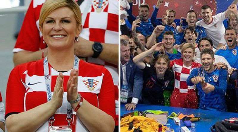  Nữ tổng thống Croatia từng vào tận phòng thay đồ chúc mừng tuyển quốc gia sau khi chiến thắng Nga dành tấm vé bước vào bán kết World Cup 2018.  