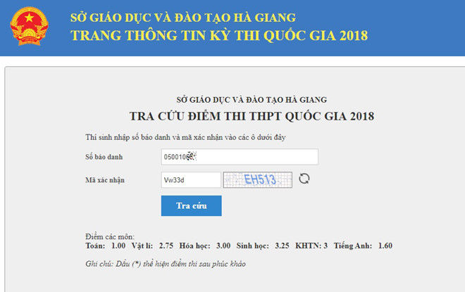 Điểm của thí sinh đạt 27,5 điểm nhưng sau khi kiểm tra lại bị rớt tốt nghiệp. Ảnh Zing news