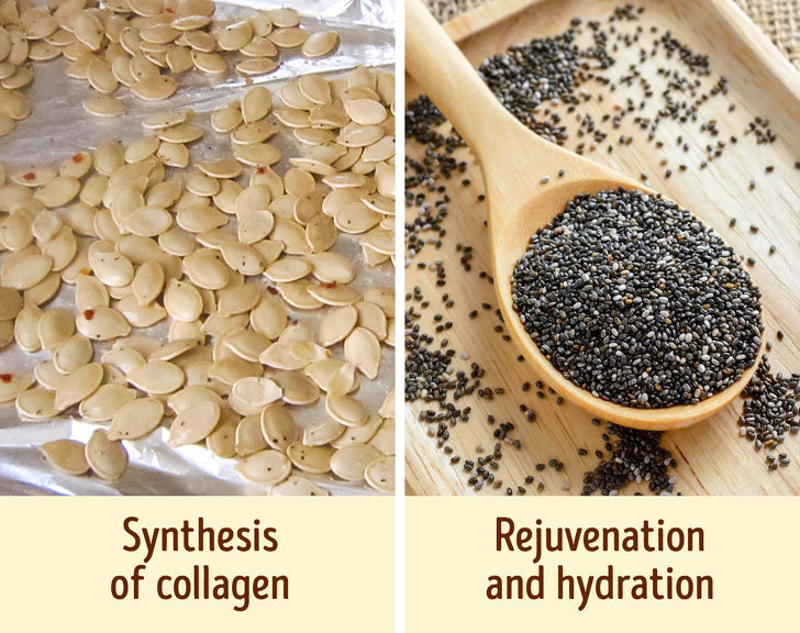 Trong các loại hạt chứa nhiều chất sản sinh collagen.