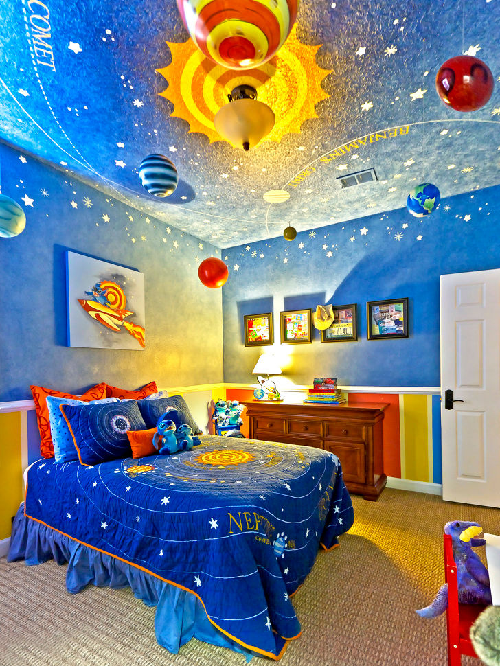 Nếu con bạn yêu thích không gian, bạn có thể thu toàn hệ mặt trời vào phòng của chúng.