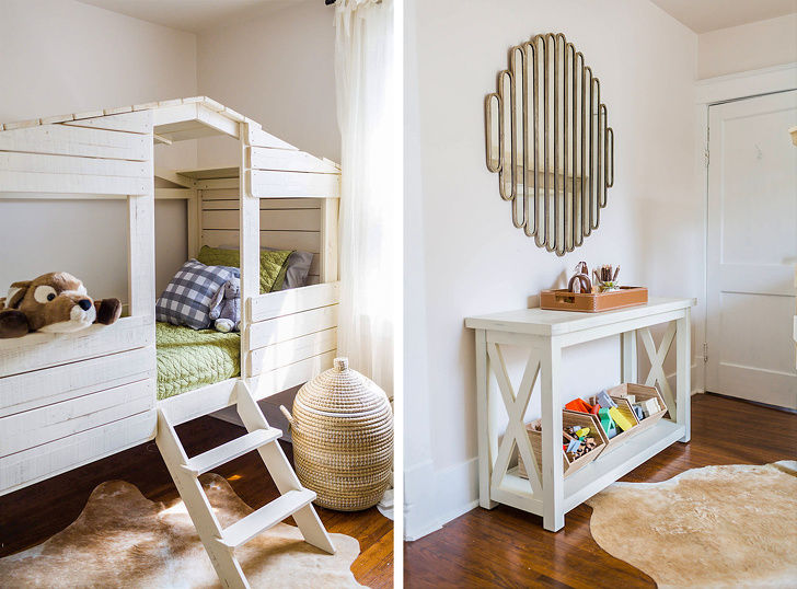 Màu trắng là một giải pháp tuyệt vời cho phòng của trẻ, bởi vì nó làm cho không gian sáng và rộng hơn. Một chiếc giường hình ngôi nhà nho nhỏ xinh xinh là điều mà cả thanh thiếu niên và trẻ em yêu thích.