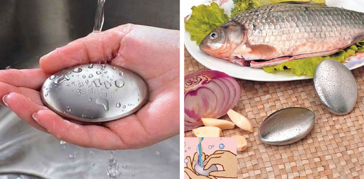   Khử mùi tanh cá, thực phẩm với thanh rửatay bằng thép không gỉ.  
