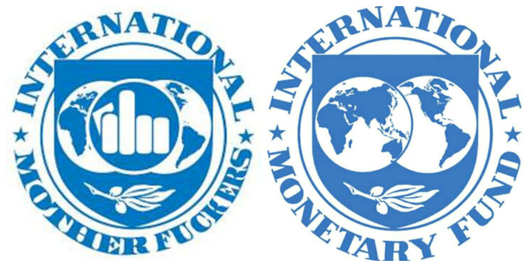 Logo bên phải là của Quỹ Tiền tệ Quốc tế.