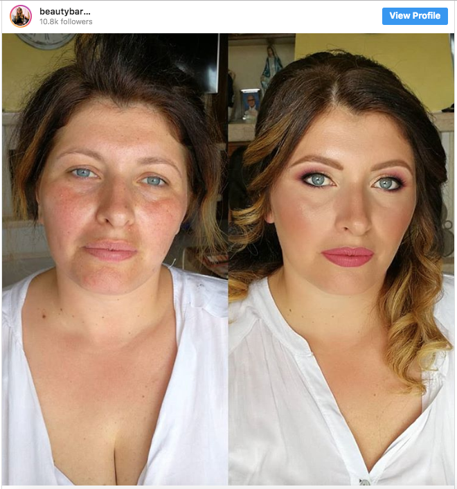 Việc make-up giúp người phụ nữ này trở nên xinh đẹp hơn.
