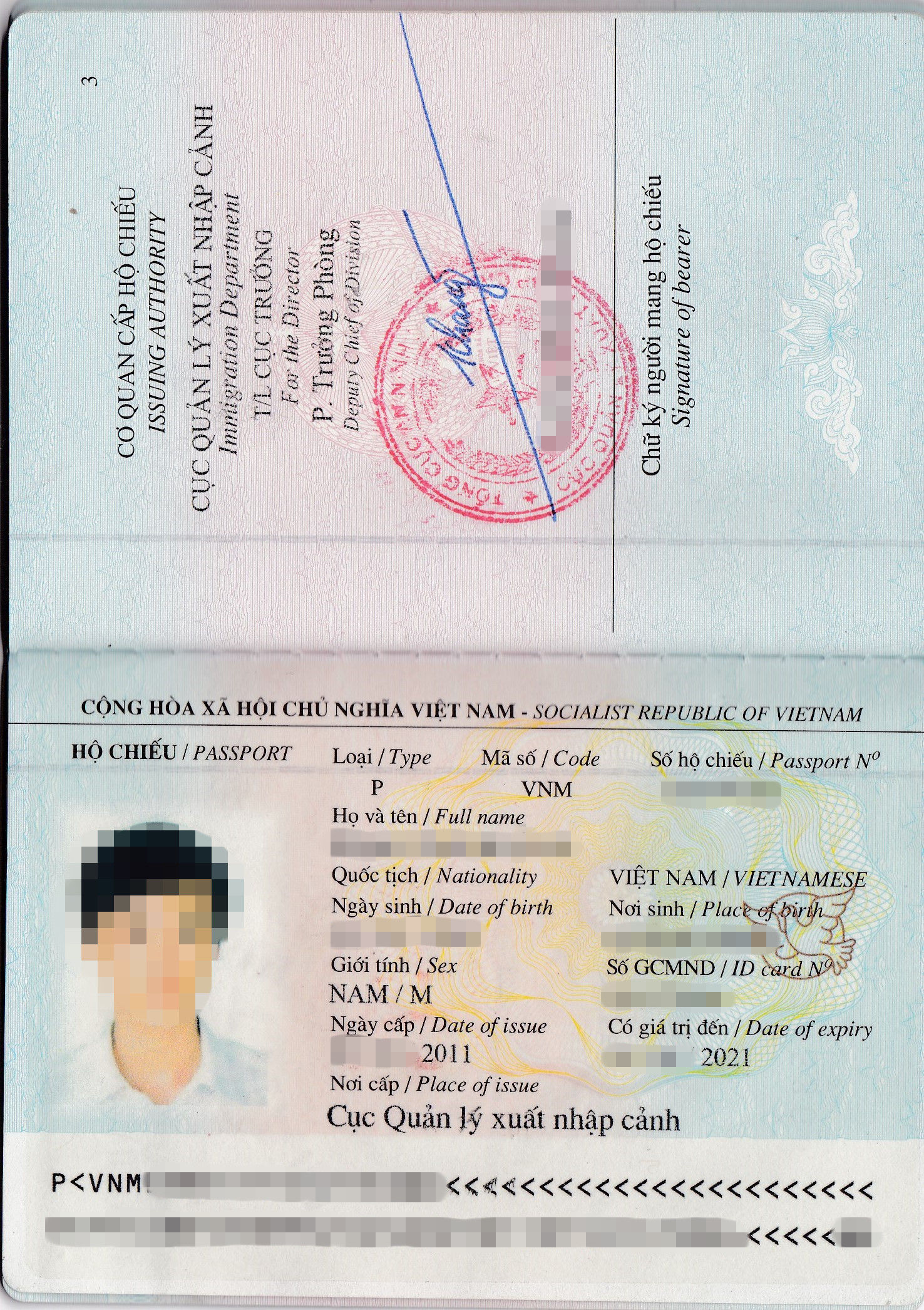 Các thông tin trong hộ chiếu (passport)