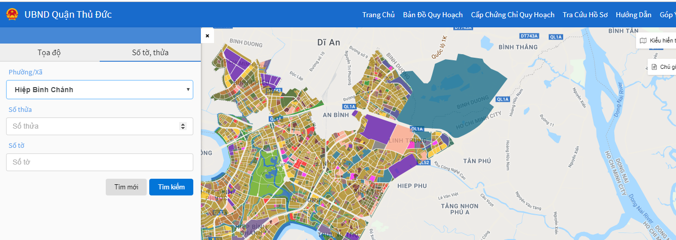 Nhiều quận huyện tại TP.HCM cho phép kiểm tra quy hoạch bằng bản đồ trực tuyến khá đơn giản.