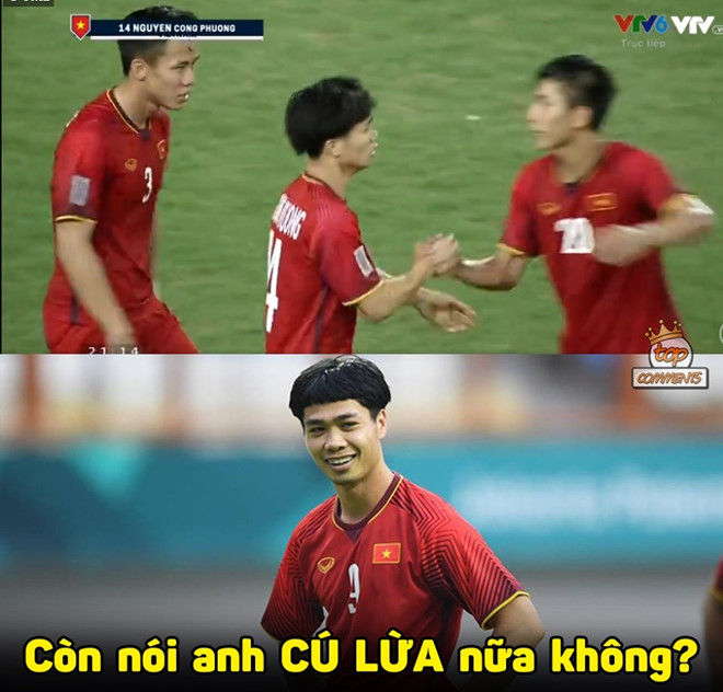 Tuy nhiên, anh nhanh chóng không khiến người hâm mộ và HLV Park Hang-seo thất vọng khi ghi bàn thắng thứ 2 cho đội tuyển Việt Nam ở phút thứ 86. Ảnh: Top comments.