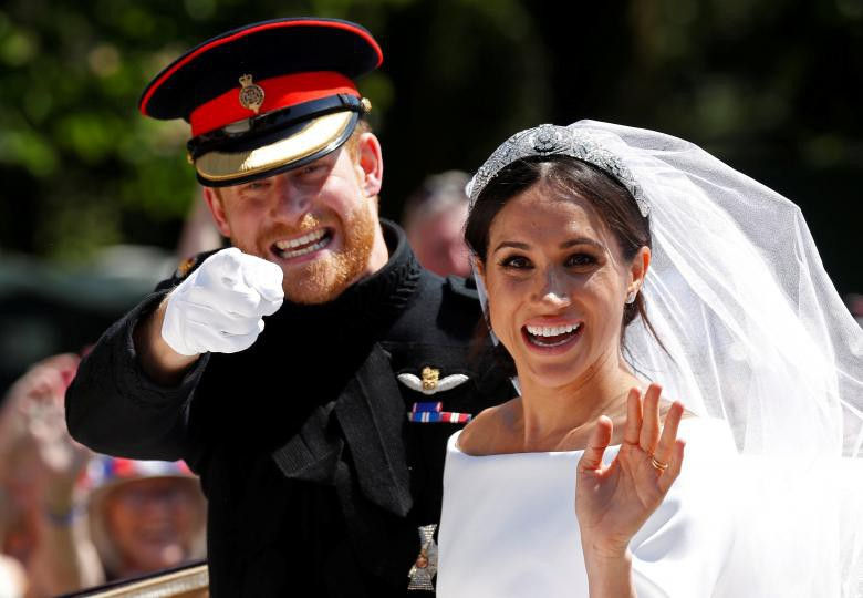   Hoàng tử Harry và Meghan Markle hạnh phúc trong đám cưới hoàng gia. (Ảnh chụp ngày 19/5 bởi Damir Sagolj)  