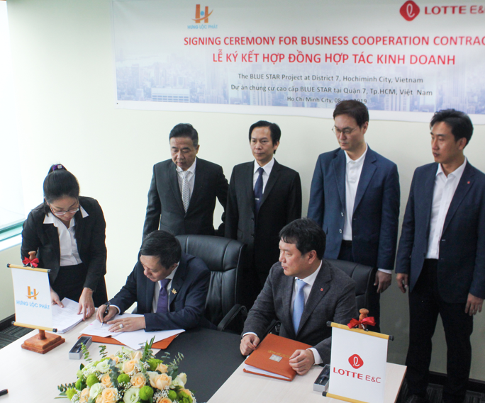 Lễ ký kết giữa Hưng Lộc Phát Corp và công ty Lotte E&C.