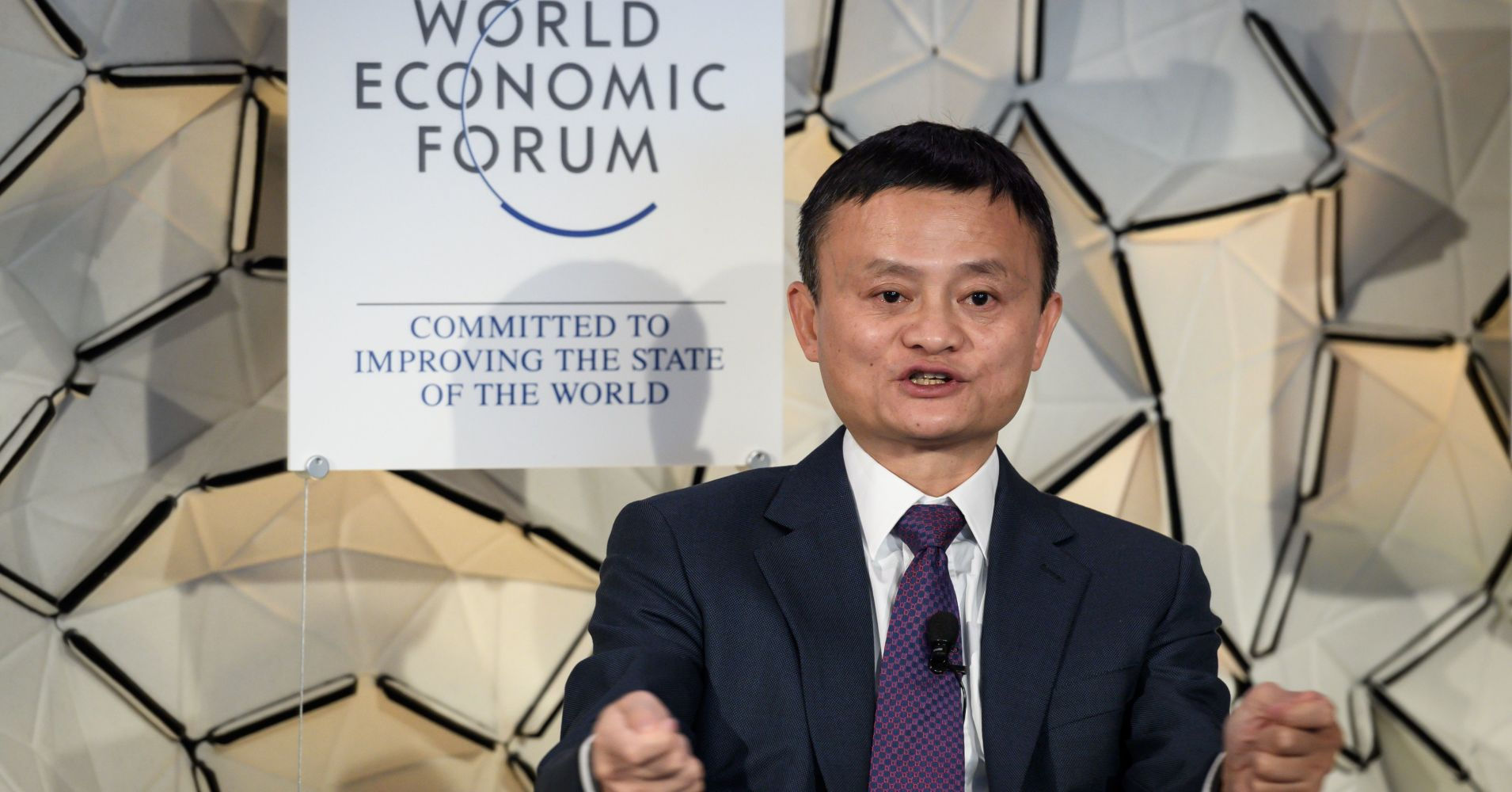 Tỷ phú Jack Ma tại Diễn đàn kinh tế thế giới Davos. Ảnh AFP.