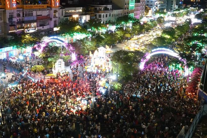 Hàng triệu người dân TP.HCM tham quan Đường hoa Tết Kỷ Hợi 2019 ngay sau lễ khai mạc. Ảnh: TTXVN