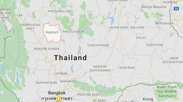 Tỉnh Phichit nằm ở phía bắc thủ đô Bangkok đang có những diễn biến bất thường về an ninh, gây lo ngại về khả năng xảy ra đảo chính. Đồ họa: Google Maps.