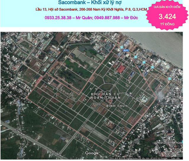 Dự án Khu dân cư phường Bình Thủy, quận Bình Thủy, Cần Thơ chỉ còn 3.424 tỷ đồng ở lần đấu giá lần 2.