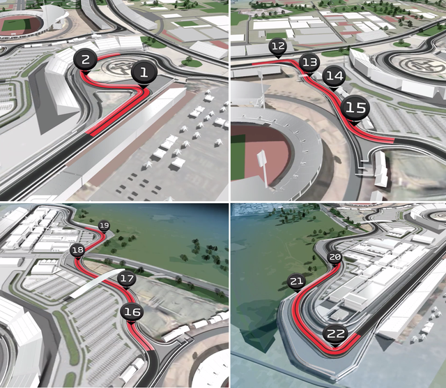 Mô phỏng các góc cua của đường đua F1 tại Hà Nội .