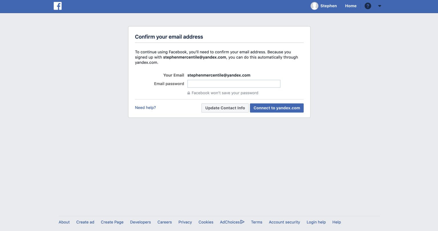 Facebook yêu cầu người dùng cung cấp mật khẩu email khi đăng ký mới  