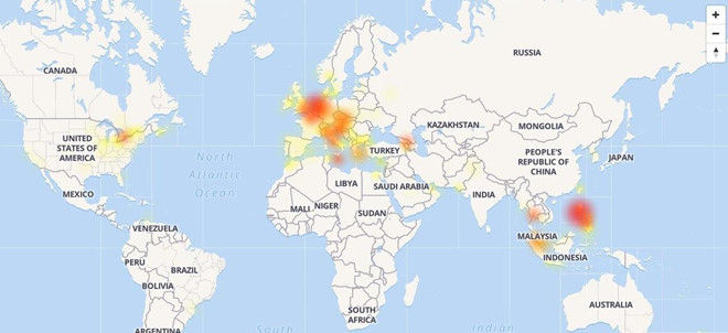 Theo bản đồ của Down Detector, hiện tượng Facebook và Instagram không sử dụng được xảy ra tại Mỹ, châu Âu, Malaysia 