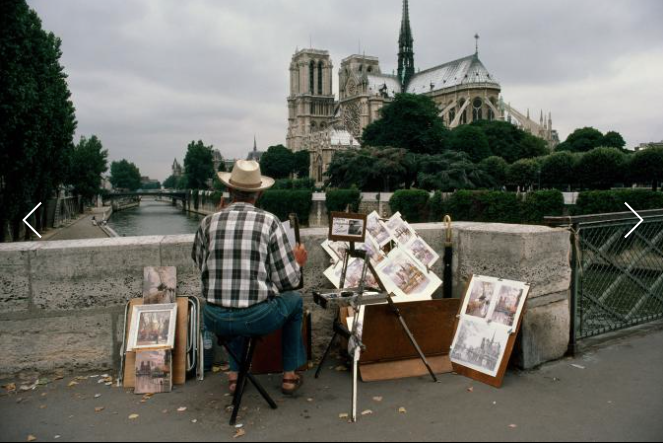 Một nghệ sĩnhìn về Nhà thờ Đức Bà từ cầu Pont de L'Archeveche.