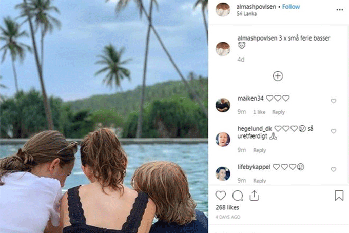 Bức ảnh cuối cùng về 3 đứa trẻ nhà tỷ phú Anne Holch Povlsen được con gái Alma đăng tải trên Instagram.
