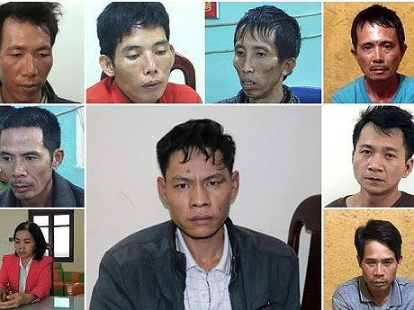 9 bị can bị khởi tố trong vụ án hiếp dâm, sát hại nữ sinh giao gà. Ảnh: Báo Tiền Phong