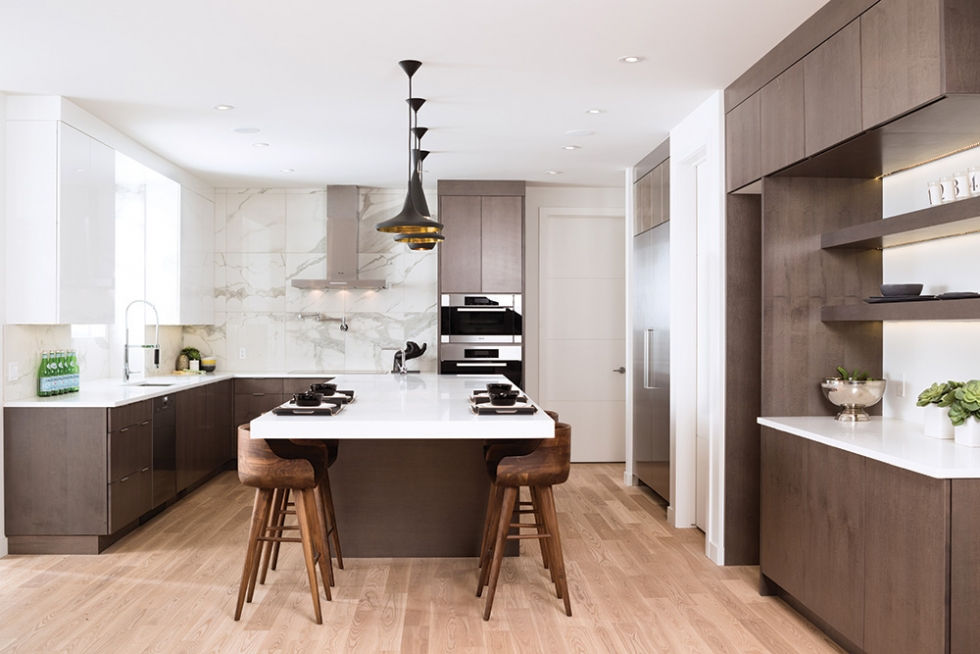 Thiết kế nội thất nhà bếp theo phong cách hiện đại.