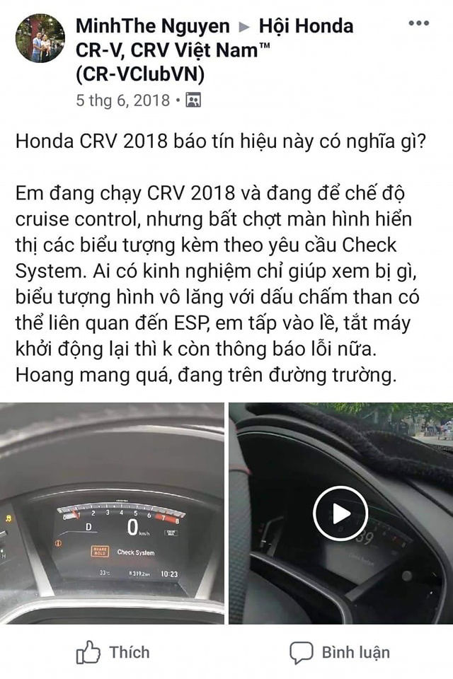 Các chia sẻ về lỗi chân phanh của Honda CR-V thế hệ thứ 5 
