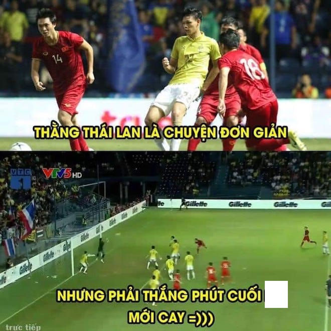 Chiến thắng đã đến với đội tuyển Việt Nam ở phút bù giờ cuối cùng của trận đấu (phút 90 4) càng khiến các tuyển thủ Thái Lan “cay” hơn.