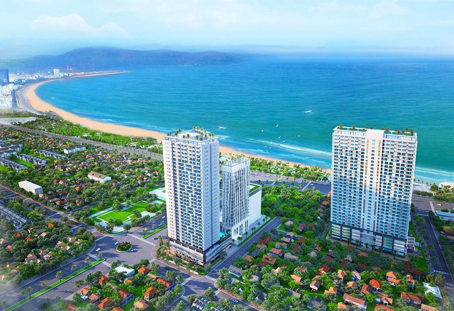   Quy Nhon Melody gồm 2 block cao 35 tầng, sở hữu 3 mặt tiền đường Nguyễn Trung Tín-Chương Dương-An Dương Vương.  