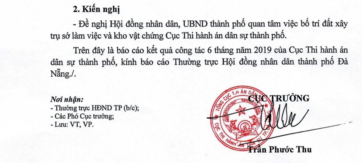 Báo cáo của Cục Thi hành án dân sự TP. Đà Nẵng gửi Thường trực Hội đồng Nhân dân nêu rõ những khó khăn trong việc thi hành bản án liên quan đến Phạm Công Danh và sân Chi Lăng