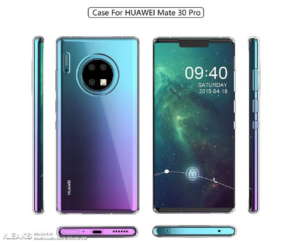 Huawei Mate 30 và Mate 30 Pro với 4 camera tròn lộ ngày ra mắt