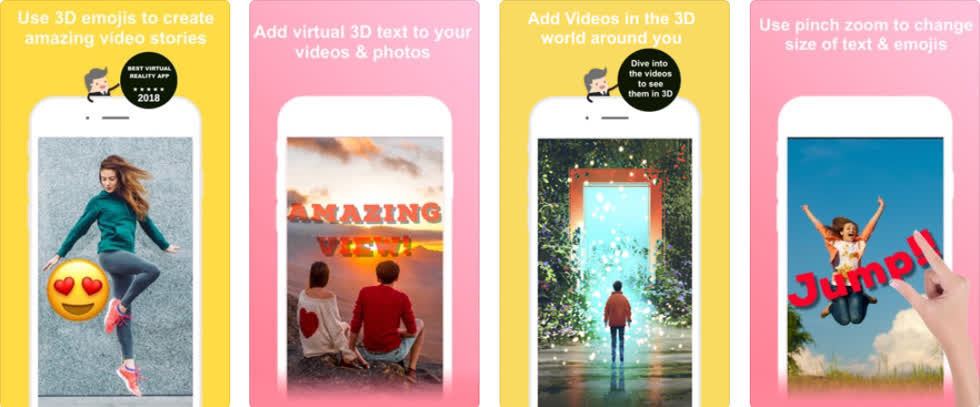   Vxcam (AR Video Text & Emoji) - Ứng dụng này sẽ áp dụng công nghệ thực tế tăng cường để thêm các họa tiết trang trí vào mỗi bức ảnh chụp của bạn.  